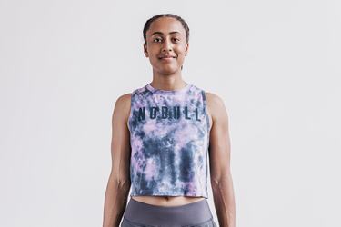 Nobull Muscle Tie-Dye Women's Tank Tops Pink | Australia (YX9637)